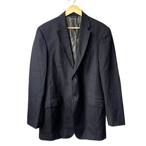 Banana Republic Mens Black Wool Size 42L Striped Sports Coat Suit Blazer Jacket‎